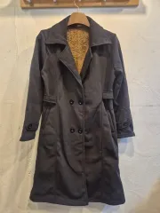 黒色裏地ファーダブルロングコート