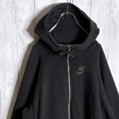 【海外モデル】00s 古着 ナイキ NIKE フルジップパーカー ブラック 黒 胸元ワンポイント 55