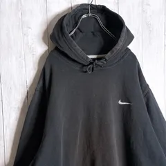 【海外モデル】00s 古着 NIKE ナイキ 胸元ロゴ 刺繍 ブラック パーカー #5987