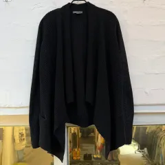Vince ブラック ドレープ コットン ニット カーディガン M