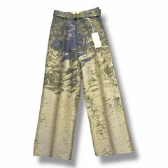 参考上代59400円 未使用 YOKE 25SS COTTON LINEN PHOTO JACQUARD BELTED WIDELEG TROUSERS コットンリネンジャガードベルテッドパンツ スラックス ヨーク YK25SS0892P ベージュ 1のサムネイル