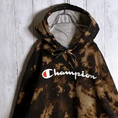 【海外モデル】00s Champion タイダイ ブリーチ パーカー ブラック パーカー プリント #m544