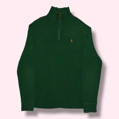 Polo Ralph Lauren ダークグリーン ハーフジップ コットン ニット