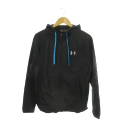アンダーアーマー UNDER ARMOUR フリースジャケット スポーツウエア M 黒 ブラック 長袖 フード付き ジップアップ 切替 /MN12 ■GY99
