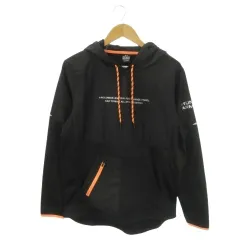 アンダーアーマー UNDER ARMOUR スウェットジャケット プルオーバー スポーツウエア M 黒 ブラック 長袖 フード付き 内側フリース 文字プリント /MN14 ■GY99