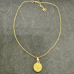 Christian Dior クリスチャンディオール CDロゴコインプレートゴールドチェーンネックレス アクセサリー vintage