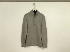 本物バーバリーブラックレーベルBURBERRY BLACK LABELコットンロゴ刺繍ニット長袖セーターメンズサーフアメカジミリタリーストリートスケーターワークビジネススーツモードドレスゴルフバイカーロック3グレーL