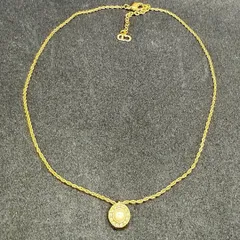Christian Dior クリスチャンディオール CDパールゴールドチェーンネックレス ストーン装飾アクセサリー vintage