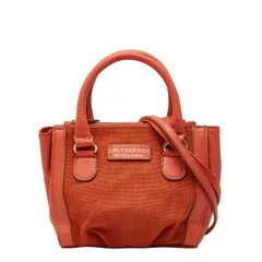 バーバリー ブルーレーベル ショルダーバッグ ハンドバッグ 2WAY オレンジ キャンバス レザー レディース BURBERRY【1-0253954】