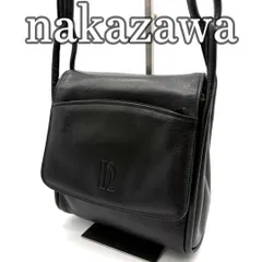 中澤鞄 Nakazawa レザー ショルダーバッグ ブラック 黒 ペイズリー柄ジャカード内装 肩掛け 斜め掛け フラップ式 マグネット開閉 背面ファスナー付き 前面ポケット 本革  軽量 スリム クロスボディ デイリーユース ビジネスカジュアル 日本製