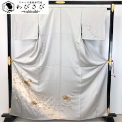MK-1632 付下げ 遠山模様 金銀彩 灰桜色 しつけ糸 - メルカリ