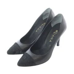 ダイアナ DIANA パンプス 23.5cm 黒 ブラック レース切替 ポインテッドトゥ ピンヒール /RI ■OS