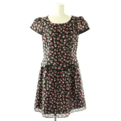 エムズグレイシー M'S GRACY 花柄 ワンピース 膝丈 半袖 40 黒 /NR ■OS