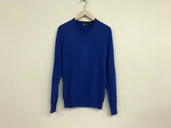 本物フレッドペリーFREDPERRYウールコットンロゴ刺繍ニットVネック長袖トレーナーメンズサーフアメカジミリタリーストリートスケーターワークビジネススーツモードドレスゴルフバイカーロック青ブルーXS