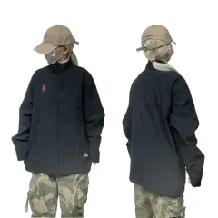 アディダス ブラック 起毛 ロゴ ウィンドブレーカー ジャケット S