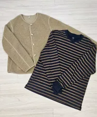 ユニクロ フリース+ストライプ 長袖Tシャツ 2種