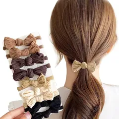 ヘアゴムリボン 髪ゴム太め【5色10個入 結び目なし 髪に優しい】おしゃれ人気韓国風 髪留めゴム 柔軟パイル地 髪馴染み良い 無地 くすみカラー ヘアアクセサリー ヘアリングゴム よく伸びる まとめ髪 大人 ヘアアレンジ