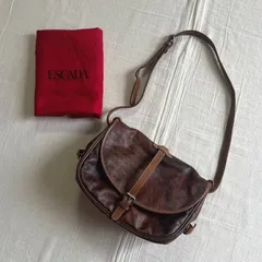 90s　vintage　ヴィンテージ小物　MADE IN ITALY　イタリア製　ESCADA　エスカーダ　リアルレザー　ショルダーバッグ　総柄　花柄　ボタニカル　ヨーロピアンアートモチーフ　ペイズリー　バッチワーク調　両面開き　一点物　高級感　個性派