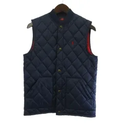 ポロ ラルフローレン POLO RALPH LAUREN 中綿ベスト キルティング ワンポイント ネイビー レッド 14-16 L レディース着用可