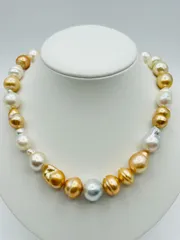 南洋 白蝶 パール バロック マルチカラー ネックレス 12.0~16.5mm ナチュラルカラー South Sea Pearl