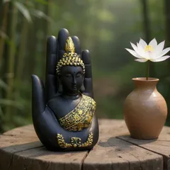 手のひらに仏様 左手 仏教 仏像 知恵 慈悲 開運 癒し 安らぎ インテリア 置物 オブジェ 3233-888