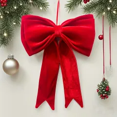 【エレガント装飾】巨大赤いベルベットリボン クリスマスツリー 吊り下げ装飾 結婚式 バレンタイン 感謝祭 ホリデーパーティー 店舗ディスプレイ 家庭用