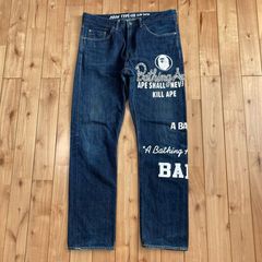 A Bathing Ape チャンピオンロゴ刺繍ストレートデニム - メルカリ