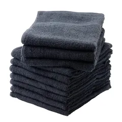 【新着商品】泉州タオル フェイスタオル 薄手(180匁) 日本製 綿100% 吸水 速乾性 業務用 同色10枚セット ブラック