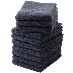 【新着商品】泉州タオル フェイスタオル 中厚手(320匁) 日本製 綿100% 吸水 業務用 同色10枚セット ブラック