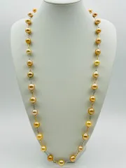 南洋 白蝶 パール ナチュラルゴールドカラー ステーション ネックレス ミラーボール SVクラスプ シルバー 11.0~13.0mm 88cm