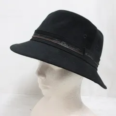 バタフライ Butterfly 中央帽子 スエードタッチ ハット 帽子 M 56.5cm 黒 ブラック 日本製