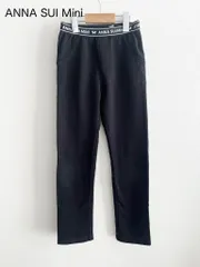 ANNA SUI Mini　アナスイミニ　ウエストロゴレギンス　140cm　女の子用　ブラック×ホワイト　ストレッチ素材　ウエストゴム　おしゃれ　シンプル　着回し　送料込み　3407879