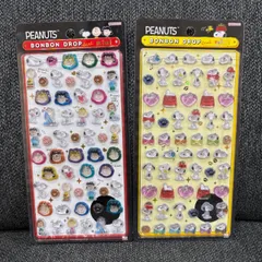 PEANUTS ボンボンドロップシール mini 2枚セット スヌーピーフレンズ＆スヌーピーたくさん 正規品 新品