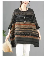 チュニック 大きいサイズ チュニック ブラウス 五分袖 Tシャツ レディース 五分袖 大きいサイズ プルオーバー ゆったり トップス 総柄 カットソー チュニックワンピース フレア キレイめ カジュアル エスニック風 ビッグシルエット