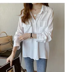 シャツ レディース ブラウス 開襟 ポケット 無地 長袖 トップス おしゃれ シンプル カジュアル 大人可愛い ファッション春 秋
