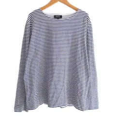 アーペーセー A.P.C. Tシャツ カットソー ボーダー ボートネック 長袖 M 白紺 ホワイト ネイビー 系 0115のサムネイル