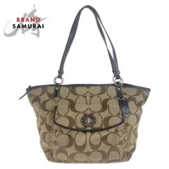 COACH コーチ シグネチャー ブラウン ベージュ シルバー金具 キャンバス/レザー トートバッグ ショルダーバッグ レディース 408353【中古】