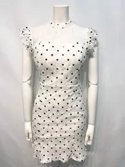 2214 DAZZY デイジー　キャバクラ　ドレス　総レース　マーメイド　ドット　フリル　ミニ　タイト　伸縮性　キャバドレス　S