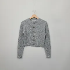 ザラ(ZARA) グレー ビーズ ケーブル ニット カーディガン S