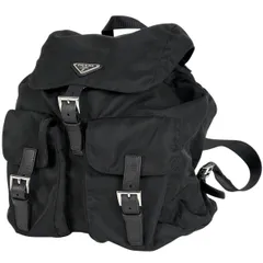 プラダ PRADA ロゴプレート リュックサック バックパック デイパック リュック ナイロン ネロ(ブラック) レディース 【中古】