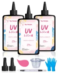 UVレジン液 360g レジン液 大容量 高い透明 急速に硬化 詰替用 クリアハードタイプ 幅広い用途とDIY 操作アクセサリが付属