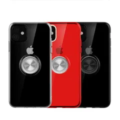 iPhone 11ProMax ケース ケース カバー 背面タイプ ソフトケース リング付き TPU素材 耐衝撃 ホールドリング マグネットホルダー マイクロドット加工