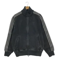 【中古】adidas デニム ファイヤーバード トラックトップ サイズL 黒 アディダス[91]