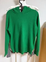 緑色カシミア WHOフード ニット M