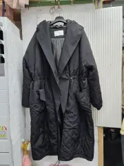ZARAブラック ロング フード ダウン コート
