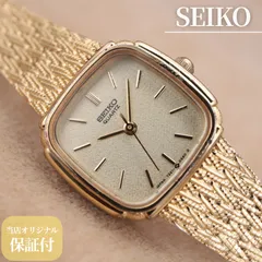 SEIKO QUARTZ 7321-5110 セイコー クォーツ TVスクリーン スクエア シャンパン文字盤 ゴールド ブレス 彫金 ヴィンテージ アンティーク 1983年製 電池交換/洗浄済 【６ヶ月保証】