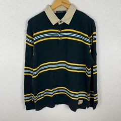 NAUTICA ノーティカ ラガーシャツ ボーダー ネイビー Lサイズ メンズ 古着 ストリート アメカジ