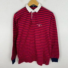 00s POLO JEANS CO. ポロジーンズ ラガーシャツ ボーダー レッド 170サイズ メンズ 古着 ストリート アメカジ