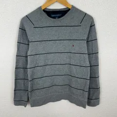 TOMMY HILFIGER トミーヒルフィガー ニット セーター ボーダー グレー Sサイズ メンズ 古着 ストリート アメカジ