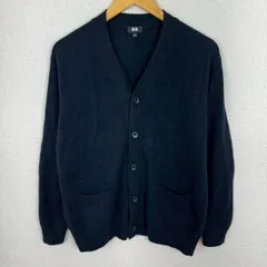 UNIQLO ユニクロ カーディガン ウール ネイビー Lサイズ メンズ 古着 シンプル シティーボーイ